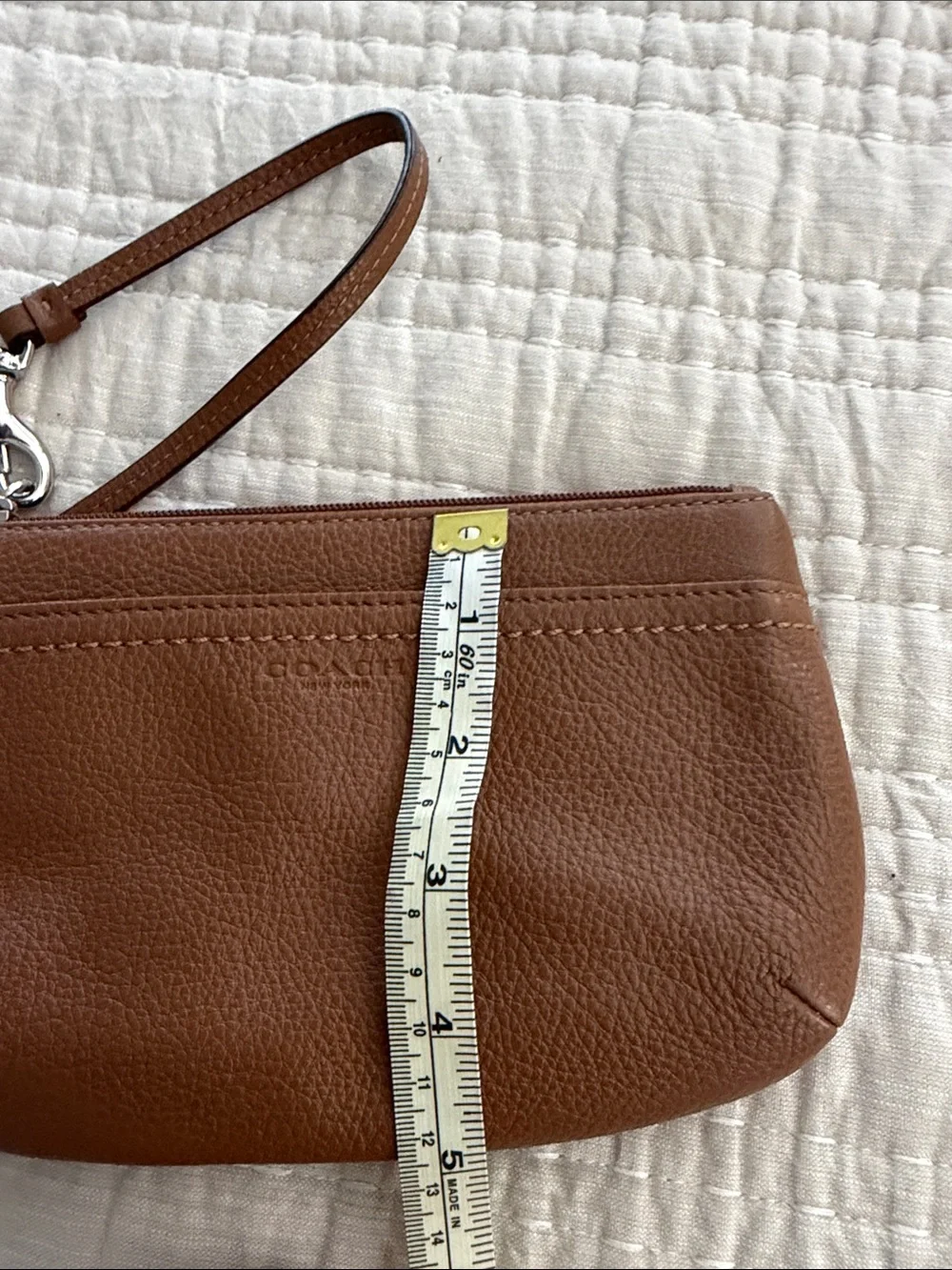 Coach Brown saddle Leather Wristlet Clutch